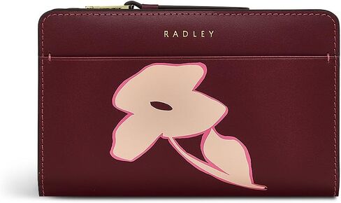 RADLEY London –Liverpool Lane Bloom Protect-Leather Medium Bifold Wallet - Multi-Card Holder with Zipper Pocket - Slim Wallet for Women (Merlot) in Saudi Arabia