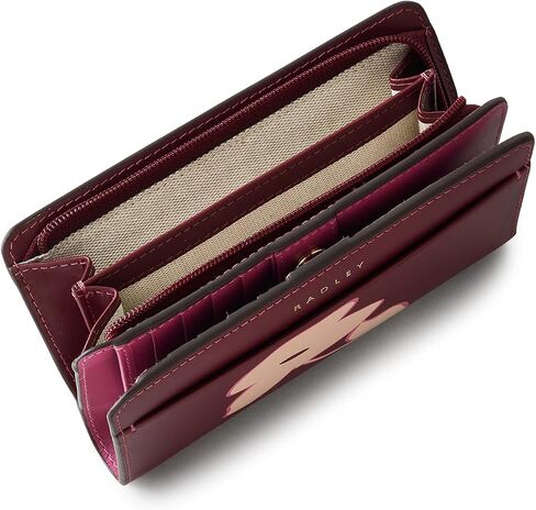 RADLEY London –Liverpool Lane Bloom Protect-Leather Medium Bifold Wallet - Multi-Card Holder with Zipper Pocket - Slim Wallet for Women (Merlot) in Saudi Arabia