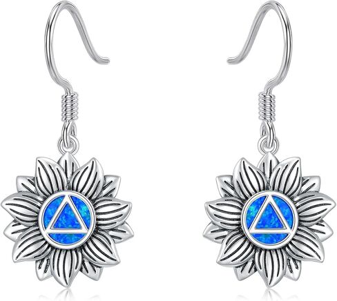 Sobriety Gift 925 Sterling Silver Alcoholics/Narcotics Anonymous Earrings AA/NA Recovery Symbol Sobriety Alcoholics/Narcotics Anonymous Gifts for Women Men in Saudi Arabia