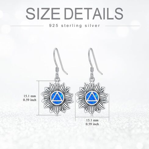 Sobriety Gift 925 Sterling Silver Alcoholics/Narcotics Anonymous Earrings AA/NA Recovery Symbol Sobriety Alcoholics/Narcotics Anonymous Gifts for Women Men in Saudi Arabia