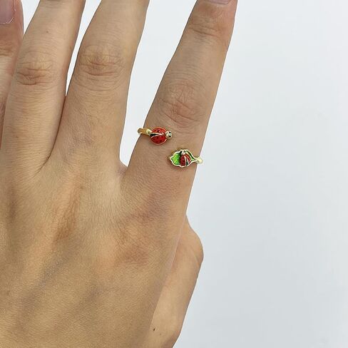 Fashion Ladybug Open Adjustable Ring Golden Plated Leaf Statement Stacking Wrap Finger Rings Band Cute Friendship Jewelry Gifts for Women Birthday in Saudi Arabia