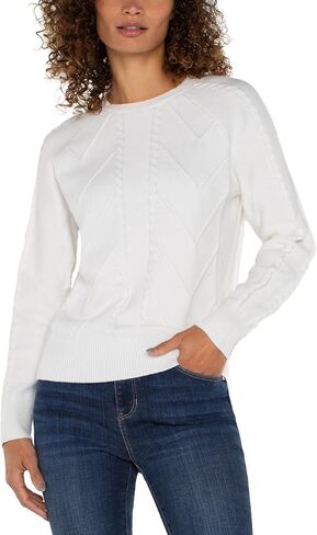 Liverpool Los Angeles Long Sleeve Crew Neck Raglan Sweater - Sweater for Women - Contemporary Flair Porcelain SM One Size in Saudi Arabia