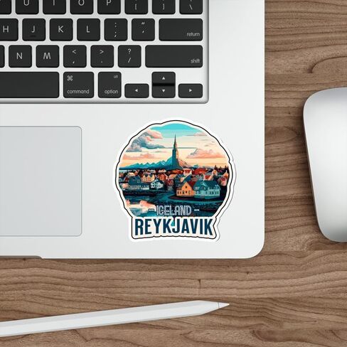 Reykjavik Iceland Sticker Adventure Souvenir Decal Vinyl Small Waterproof for Water Bottle Mug Passport Book Scrapbook Notebook Laptop Tumbler Skateboard Computer Phone Size 4" ID44990 in Saudi Arabia