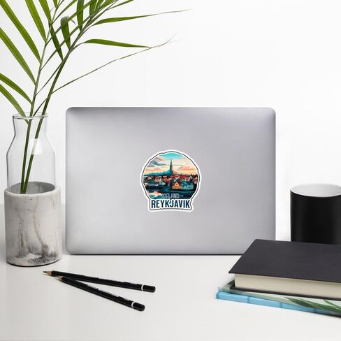 Reykjavik Iceland Sticker Adventure Souvenir Decal Vinyl Small Waterproof for Water Bottle Mug Passport Book Scrapbook Notebook Laptop Tumbler Skateboard Computer Phone Size 4" ID44990 in Saudi Arabia