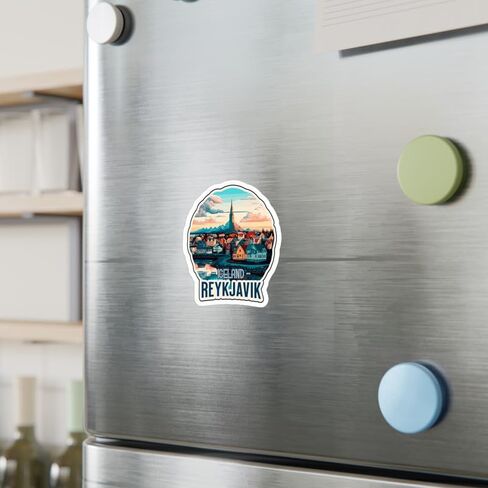 Reykjavik Iceland Sticker Adventure Souvenir Decal Vinyl Small Waterproof for Water Bottle Mug Passport Book Scrapbook Notebook Laptop Tumbler Skateboard Computer Phone Size 4" ID44990 in Saudi Arabia