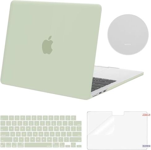 MOSISO Compatible with MacBook Air 13 inch Case 2024 2023 2022 M3 M2 A3113 A2681, Plastic Hard Shell&Keyboard Cover&Screen Protector&Coaster Compatible with MacBook Air 13.6 inch Case, Sage Green in Saudi Arabia