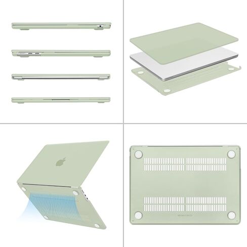 MOSISO Compatible with MacBook Air 13 inch Case 2024 2023 2022 M3 M2 A3113 A2681, Plastic Hard Shell&Keyboard Cover&Screen Protector&Coaster Compatible with MacBook Air 13.6 inch Case, Sage Green in Saudi Arabia