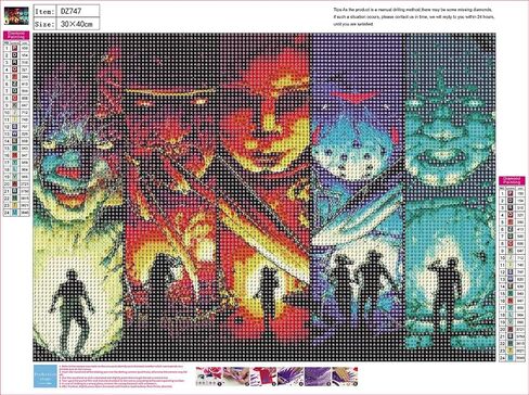 ZHUDENGXJL 5D Diamond Painting Kits for Adults, Horror Diamond Art Painting Kits for Beginners, DIY Round Full Drill Gem Art Kits for Home Wall Decor Gifts 12x16 Inch in Saudi Arabia