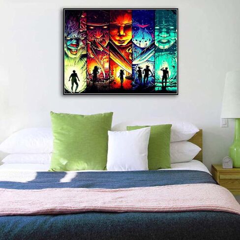 ZHUDENGXJL 5D Diamond Painting Kits for Adults, Horror Diamond Art Painting Kits for Beginners, DIY Round Full Drill Gem Art Kits for Home Wall Decor Gifts 12x16 Inch in Saudi Arabia