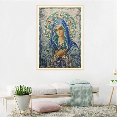 Diamond Painting DIY 5D Special Shape Rhinestones, ABEUTY Religion Christian Virgin Mary & Son of Jesus, Partial Drill Crystal Diamond Art Kits in Saudi Arabia
