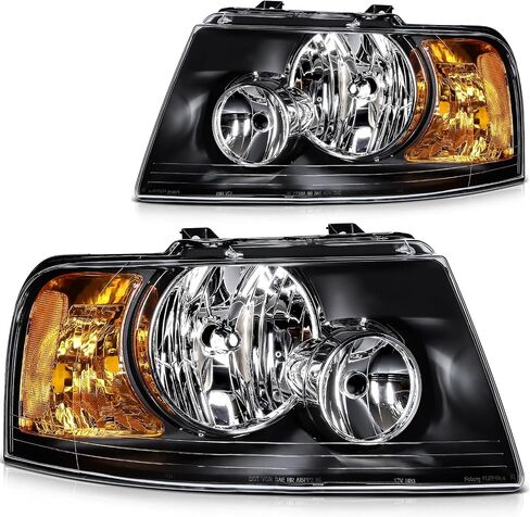 Headlight Assembly For Ford For Expedition 2003-2006 Black Housing Clear Reflector Clear Lens Driver and Passenger Side Headlamp in Saudi Arabia
