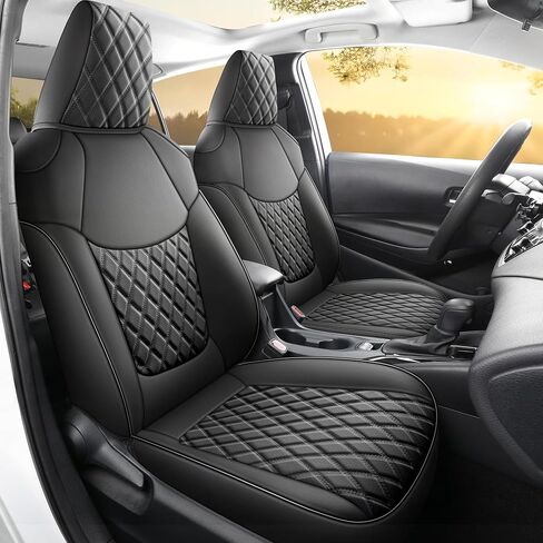 AOOG Leather Car Seat Covers Fit Toyota Corolla, Luxury Waterproof Faux Leather Seat Covers Custom Fit for Toyota Corolla 2018 2019 2020 2021 2022 2023 (Full Set, Black) in Saudi Arabia