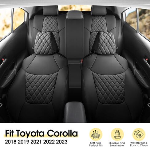 AOOG Leather Car Seat Covers Fit Toyota Corolla, Luxury Waterproof Faux Leather Seat Covers Custom Fit for Toyota Corolla 2018 2019 2020 2021 2022 2023 (Full Set, Black) in Saudi Arabia