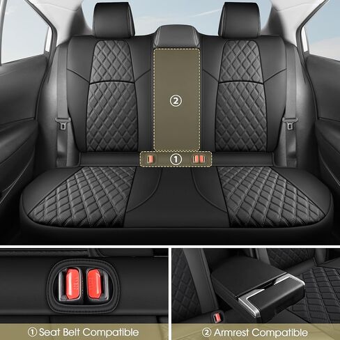 AOOG Leather Car Seat Covers Fit Toyota Corolla, Luxury Waterproof Faux Leather Seat Covers Custom Fit for Toyota Corolla 2018 2019 2020 2021 2022 2023 (Full Set, Black) in Saudi Arabia