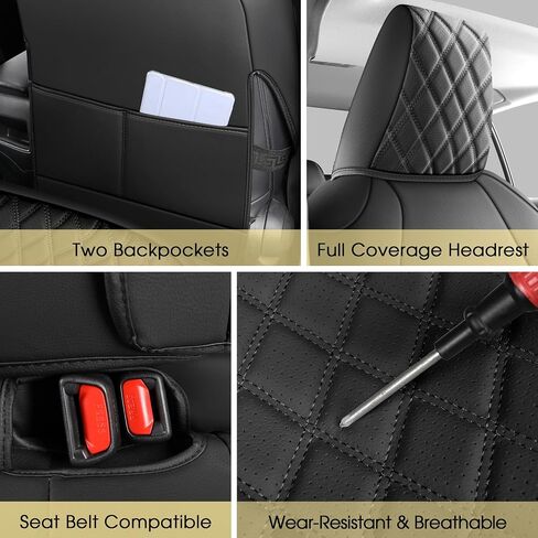 AOOG Leather Car Seat Covers Fit Toyota Corolla, Luxury Waterproof Faux Leather Seat Covers Custom Fit for Toyota Corolla 2018 2019 2020 2021 2022 2023 (Full Set, Black) in Saudi Arabia
