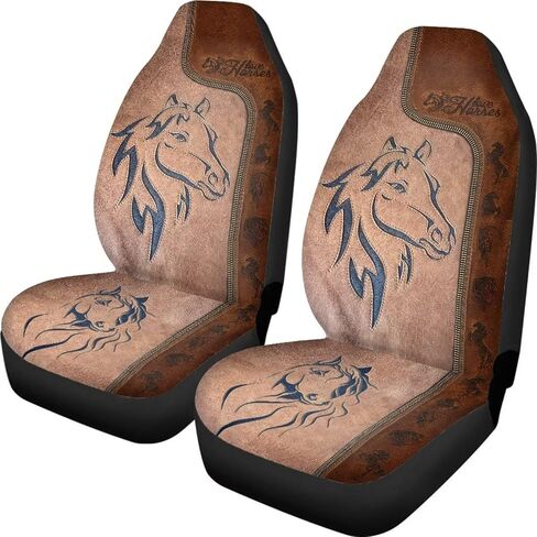 Talayituse Horse Leather Print Car Seat Cover for Front Seat Cushion Car Seat Protectors, 2 Pcs Auto Accessories Bucket Seat Covers with Fixed Hook in Kuwait