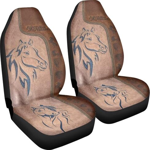 Talayituse Horse Leather Print Car Seat Cover for Front Seat Cushion Car Seat Protectors, 2 Pcs Auto Accessories Bucket Seat Covers with Fixed Hook in Kuwait