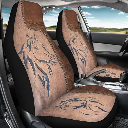 Talayituse Horse Leather Print Car Seat Cover for Front Seat Cushion Car Seat Protectors, 2 Pcs Auto Accessories Bucket Seat Covers with Fixed Hook in Kuwait