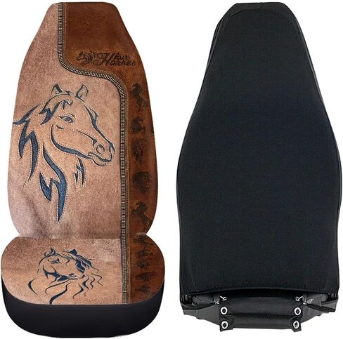 Talayituse Horse Leather Print Car Seat Cover for Front Seat Cushion Car Seat Protectors, 2 Pcs Auto Accessories Bucket Seat Covers with Fixed Hook in Kuwait