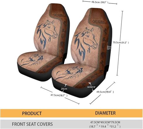 Talayituse Horse Leather Print Car Seat Cover for Front Seat Cushion Car Seat Protectors, 2 Pcs Auto Accessories Bucket Seat Covers with Fixed Hook in Kuwait
