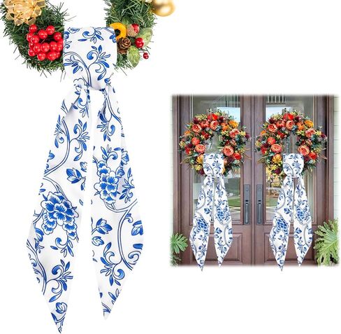 2 قطعة وشاح إكليل عيد الميلاد للباب الأمامي 4.5 بوصة عرض × 56 بوصة طول وشاح إكليل صيني تطريز حرف واحد فقط إكسسوارات إكليل للزينة في الهواء الطلق وداخل المنزل وحفلات جارلاند ومدخل الفناء (النمط الصيني) in Kuwait