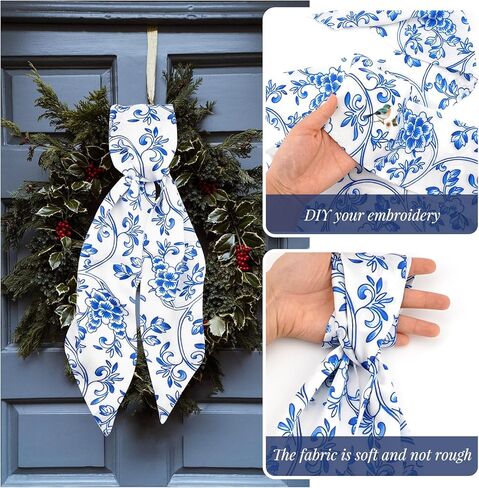 2 قطعة وشاح إكليل عيد الميلاد للباب الأمامي 4.5 بوصة عرض × 56 بوصة طول وشاح إكليل صيني تطريز حرف واحد فقط إكسسوارات إكليل للزينة في الهواء الطلق وداخل المنزل وحفلات جارلاند ومدخل الفناء (النمط الصيني) in Kuwait