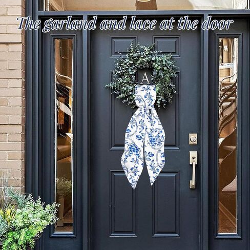 2 قطعة وشاح إكليل عيد الميلاد للباب الأمامي 4.5 بوصة عرض × 56 بوصة طول وشاح إكليل صيني تطريز حرف واحد فقط إكسسوارات إكليل للزينة في الهواء الطلق وداخل المنزل وحفلات جارلاند ومدخل الفناء (النمط الصيني) in Kuwait