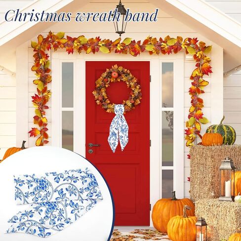 2 قطعة وشاح إكليل عيد الميلاد للباب الأمامي 4.5 بوصة عرض × 56 بوصة طول وشاح إكليل صيني تطريز حرف واحد فقط إكسسوارات إكليل للزينة في الهواء الطلق وداخل المنزل وحفلات جارلاند ومدخل الفناء (النمط الصيني) in Kuwait