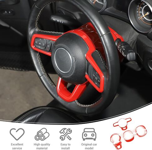 for Jeep JL Carbon Fiber Steering Wheel Trim Kit for Jeep Wrangler JL JLU 2018 up for Gladiator JT 2020 up Carbon Fiber Interior Accessories 7pcs in Saudi Arabia