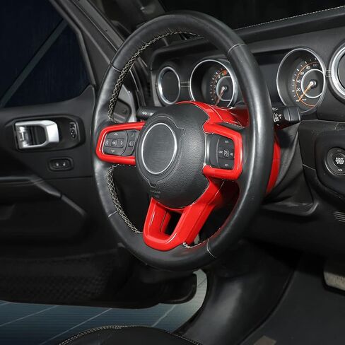 for Jeep JL Carbon Fiber Steering Wheel Trim Kit for Jeep Wrangler JL JLU 2018 up for Gladiator JT 2020 up Carbon Fiber Interior Accessories 7pcs in Saudi Arabia