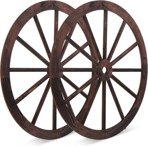 Innovations Decorative Vintage Wood Garden Wagon Wheel with Steel Rim - 12" Diameter (Set of 2) in Saudi Arabia