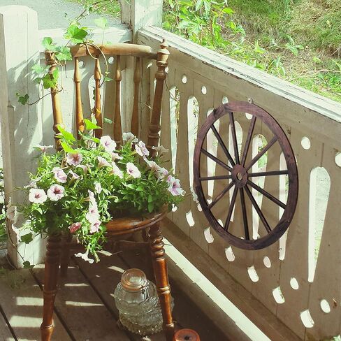 Innovations Decorative Vintage Wood Garden Wagon Wheel with Steel Rim - 12" Diameter (Set of 2) in Saudi Arabia