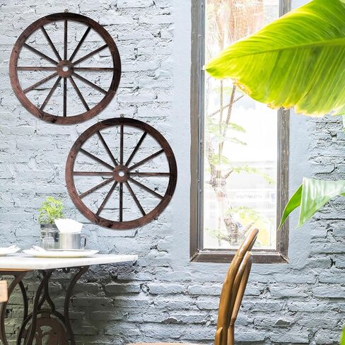 Innovations Decorative Vintage Wood Garden Wagon Wheel with Steel Rim - 12" Diameter (Set of 2) in Saudi Arabia