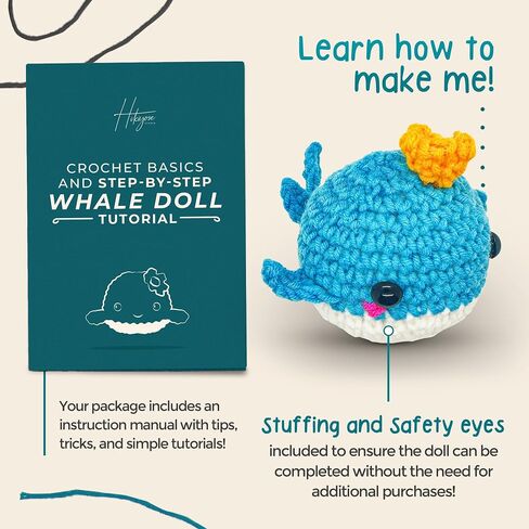 Hikiyose Crochet Kit for Beginners Adults - 47pcs Crochet Accessories with Blue Whale Video Tutorial, Soft Crochet Yarn Set, Hooks, Storage Bag - Easy Crochet Kit for Beginners Kids, Hobbies for Women in Saudi Arabia