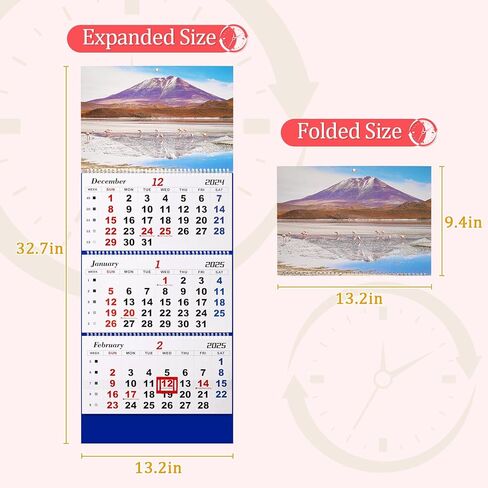 تقويم حائط 2025 تقويم شهري لمدة 3 أشهر تقويم جداري كبير ورق سميك 2024-2026 تقويم 14 شهرًا لمكتب العائلة (أزرق-1) in Kuwait