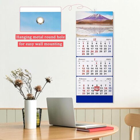 تقويم حائط 2025 تقويم شهري لمدة 3 أشهر تقويم جداري كبير ورق سميك 2024-2026 تقويم 14 شهرًا لمكتب العائلة (أزرق-1) in Kuwait