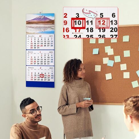 تقويم حائط 2025 تقويم شهري لمدة 3 أشهر تقويم جداري كبير ورق سميك 2024-2026 تقويم 14 شهرًا لمكتب العائلة (أزرق-1) in Kuwait