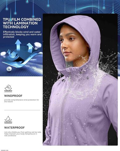 G Gradual Women's Fleece Lined Softshell Jacket Windproof Warm Light Waterproof Hooded Jacket for Women Winter/Fall/Spring in Kuwait