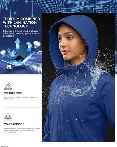G Gradual Women's Fleece Lined Softshell Jacket Windproof Warm Light Waterproof Hooded Jacket for Women Winter/Fall/Spring in Kuwait