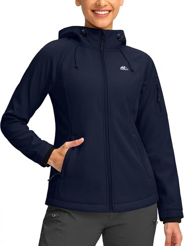 G تدريجي المرأة الصوف مبطن سترة سوفتشيل يندبروف ضوء دافئ مقاوم للماء سترة مقنعين للنساء الشتاء/الخريف/الربيع in Kuwait