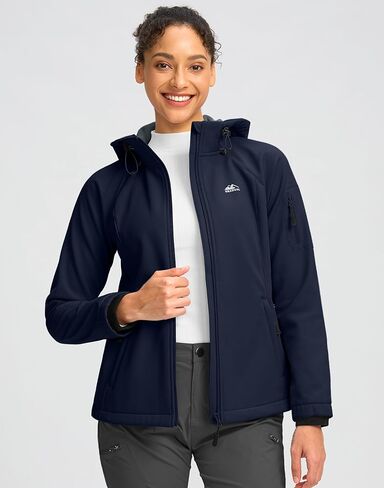 G تدريجي المرأة الصوف مبطن سترة سوفتشيل يندبروف ضوء دافئ مقاوم للماء سترة مقنعين للنساء الشتاء/الخريف/الربيع in Kuwait