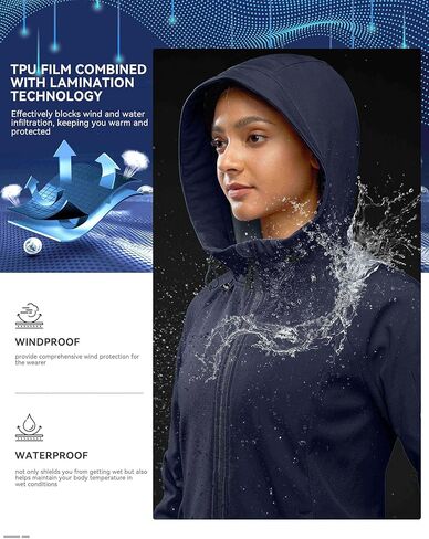 G تدريجي المرأة الصوف مبطن سترة سوفتشيل يندبروف ضوء دافئ مقاوم للماء سترة مقنعين للنساء الشتاء/الخريف/الربيع in Kuwait