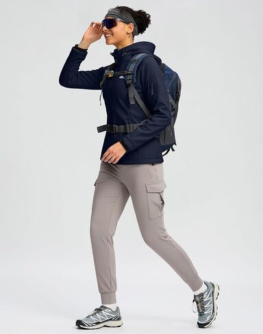 G تدريجي المرأة الصوف مبطن سترة سوفتشيل يندبروف ضوء دافئ مقاوم للماء سترة مقنعين للنساء الشتاء/الخريف/الربيع in Kuwait