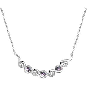 Aurora Tears DNA Double Helix Chemistry Science Molecule Biology Necklace Infinity 925 Sterling Silver Mystic Rainbow Topaz Spiral Pendant Jewelry for Women DP0310W
