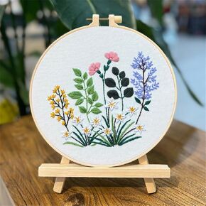 Meecaa Bird Bluebird Flower Embroidery Kit Starter Set, Hand Embroidery Set,Pattern Printed Cross Stitch Set for Beginner Adults, with Embroidery Hoop and Instructions (Bluebird)