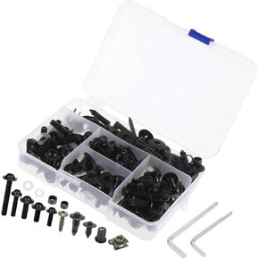 195pcs Universal Motorcycle Fairing Body Bolts Fastener Clips Screws Nuts Black for Kawasaki for Suzuki for Honda for Yamaha for BMW Automotive Parts