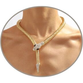 GYRMMUE Holloween Snake Necklace for Women Gothic Wave Gold/Silver Snake Choker Necklace for Holloween Accessories Costume Props