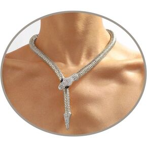 GYRMMUE Holloween Snake Necklace for Women Gothic Wave Gold/Silver Snake Choker Necklace for Holloween Accessories Costume Props