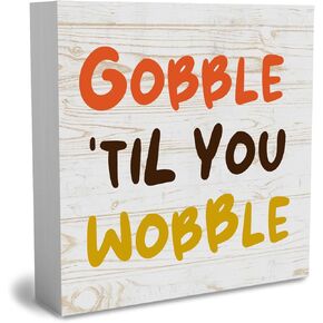 Rustic Happy Thanksgiving Wooden Box Sign Fall Cute Turkey Sign Farmhouse Decorative Wood Box Sign Block Plaque for Wall Desk Home Bathroom Decoration 5 x 5 Inches