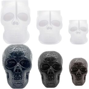 3Pcs Skull Resin Mold Skull Head Candle Mold Halloween Molds for Epoxy Resin Large Medium Small